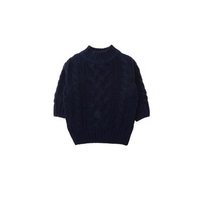 Strickpullover LILIPUT, Mädchen, Gr. 74/80, blau (dunkelblau), 100% Baumwolle, unifarben, normal, Rundhals, Pullover Strickpullover, mit schönem Zopfmuster