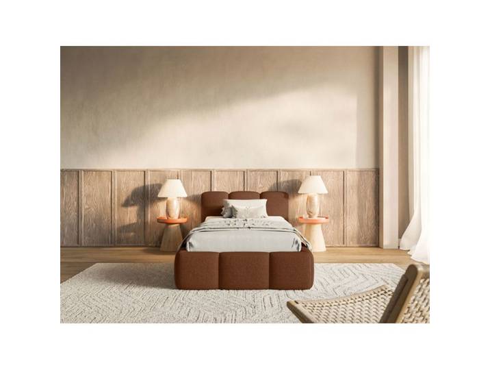 Lit rembourré 90x200 – CLOUDY LOW – Chenille Cuivre