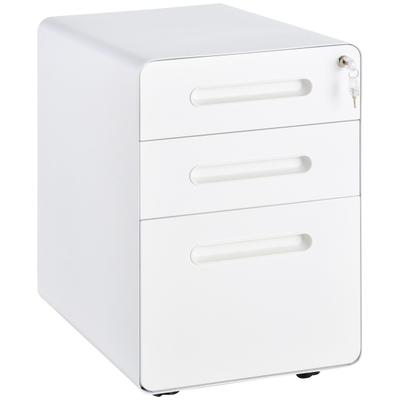 STILVORA Rollcontainer aus Stahl Weiß 48x39x59 cm mit 3 Schubladen abschließbar auf Rollen für Büro und Homeoffice, robust und platzsparend