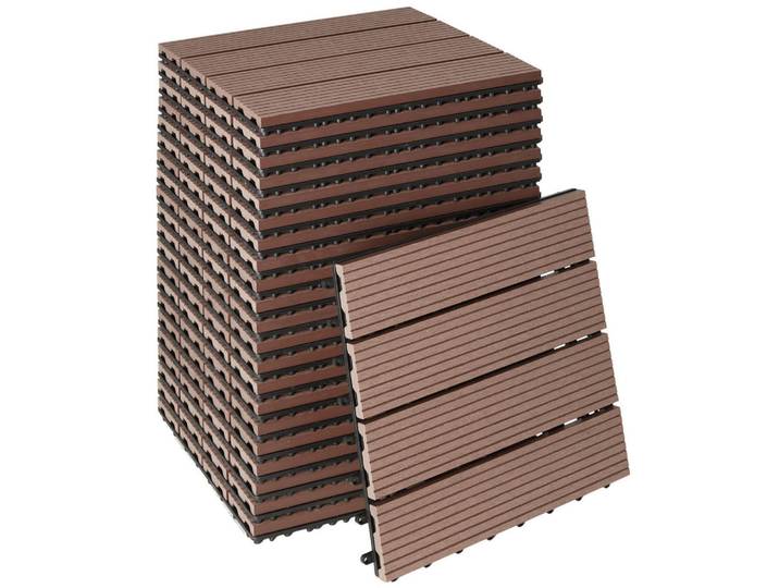 tectake Terrassenfliesen Tegulas, 31 x 31 x 2,2 cm, braun, Braun, Kunststoff, Quadratisch, 31x2.2x31 cm, Teppiche und Böden, Terrassenböden & Balkonböden, Terrassenfliesen