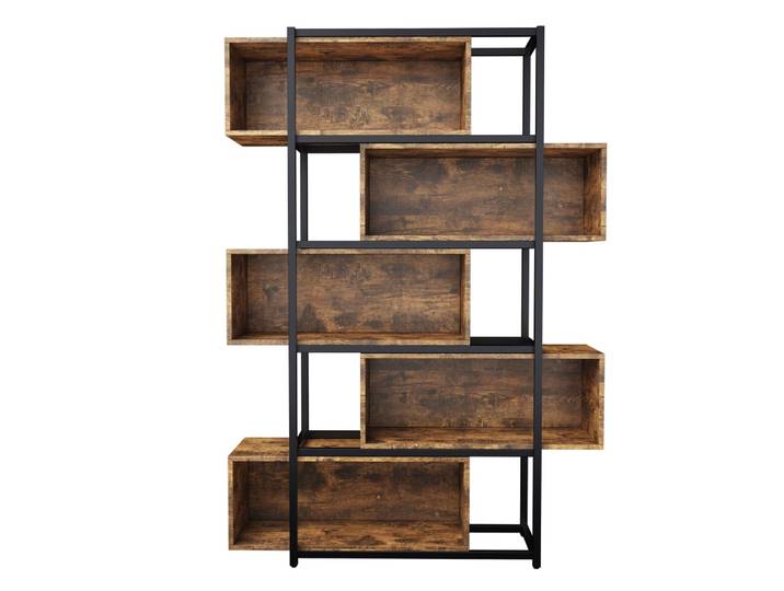 Bibliothèque à 5 niveaux effet grain de bois marron