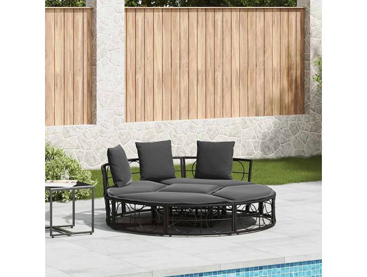 vidaXL Outdoor-Loungebett ohne Dach Schwarz Poly Rattan