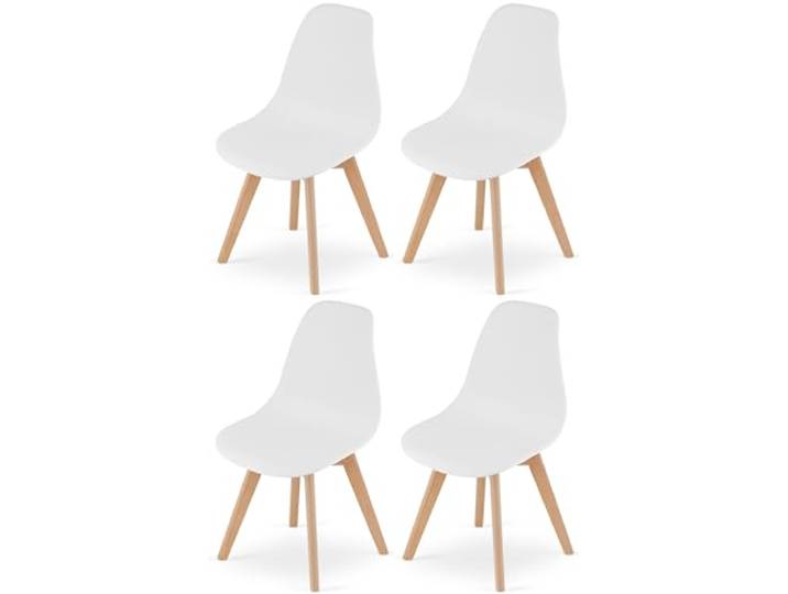 NMK HOME Esszimmerstühle 4er Set Ergonomisch Weiß 4 Stück Kunststoff, modernes Design, für Esszimmer Küche, schalenstuhl