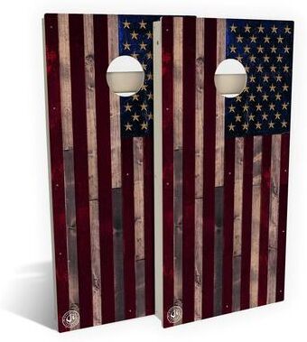 Skip's Garage American Flag Vintage Outdoor Cornhole Board Set