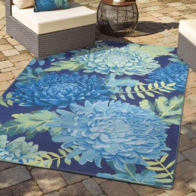 Trans Ocean Import Co Inc "Marina Mum Rectangle Rug Blue, 3'3"" x 4'11"", Blue"