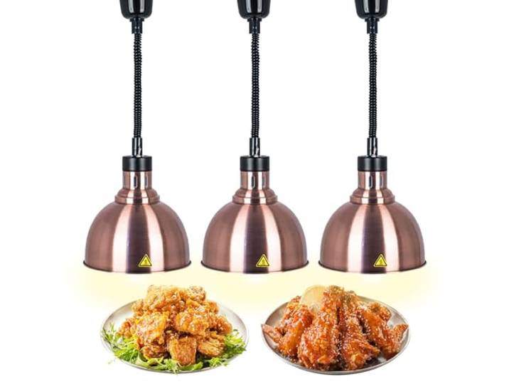 VFDZ Wärmelampe Küche, Einziehbares Wärmebrücke für Speisen(A-25cm, 3pcs) Hängende Wärmelampe für Lebensmittel, Speisenwärmer Lampe mit Glühbirne für Buffet Essen Warmhalten