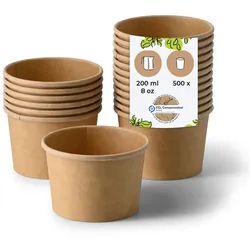 BIOZOYG Suppenbecher to go 500 Stück 200 ml, braun Suppenschüsseln Einweg - Einweggeschirr Alternative zur Plastikschüssel - Becher, Suppe, Soup Bowl