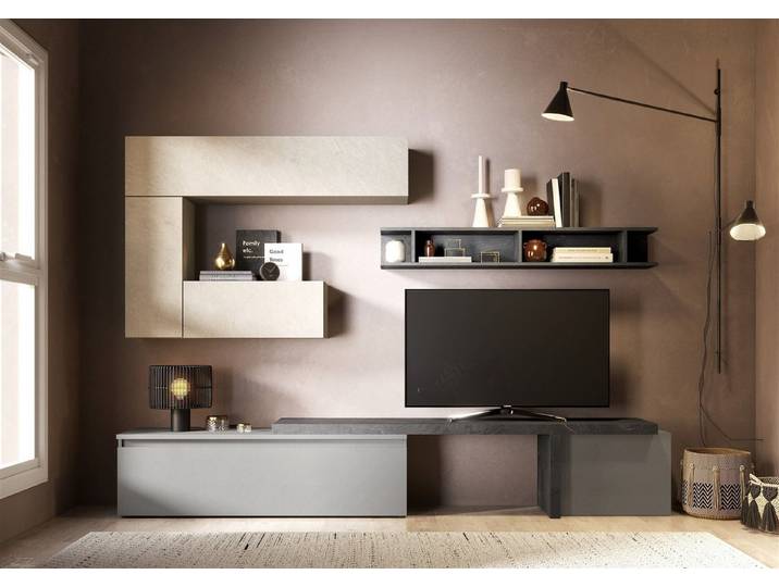 freiraum Wohnwand Ilary, in Ardesia / Argilla / Piombo - 260x190x40 (BxHxT)
