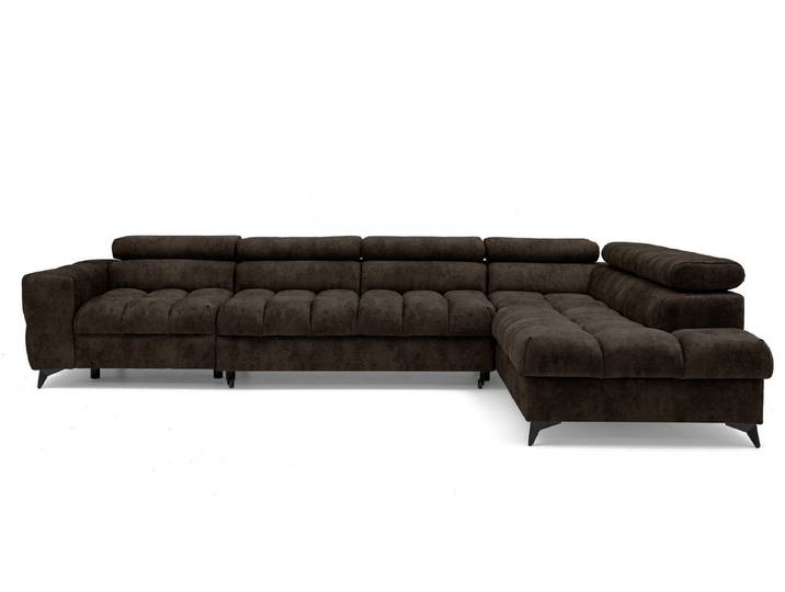 Muffo Ecksofa Pudding Maxi, Elegante starke Steppung, mit Bettkasten, verstellbaren Kopfstützen, mit Schalffunktion