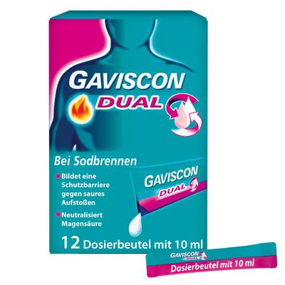 Gaviscon Dual 500mg/213mg/325mg Susp.z.Einn.Btl. 12x10 ml Suspension