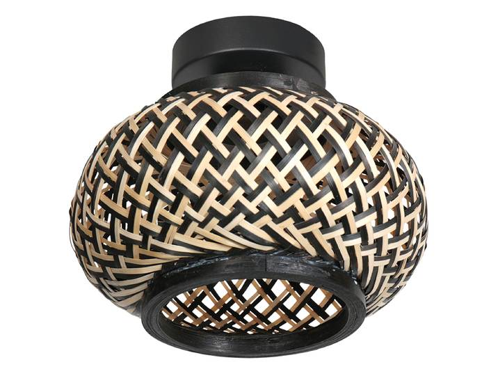 Plafonnier Bloeba Type A Ø 23cm Beige/Noir Matériau : Métal, Fibres naturelles Surface en métal : Enduit par poudrage Type de fibre naturelle :