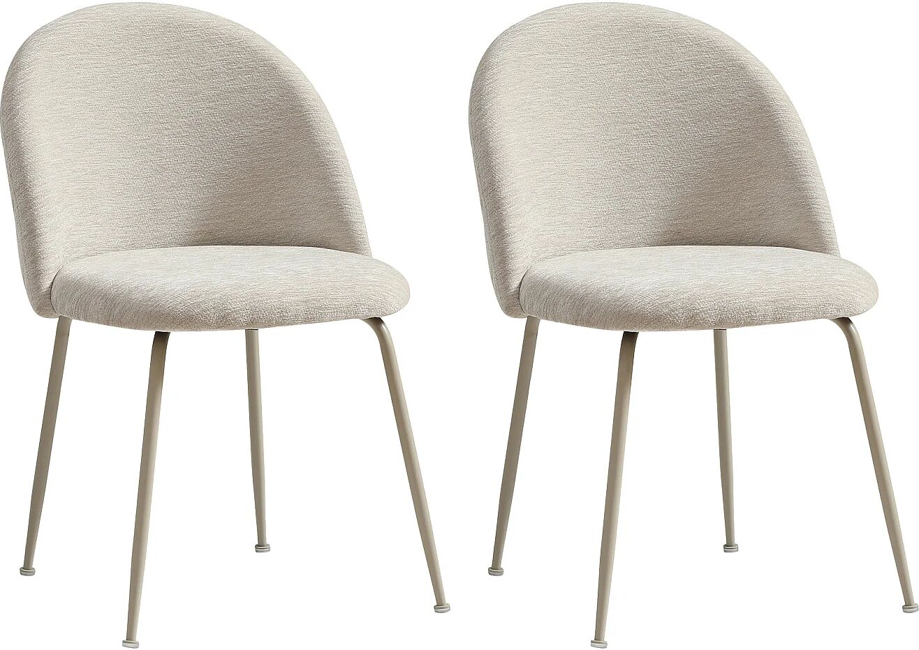 Vente-unique Lot de 2 chaises en tissu texturé et métal - Beige - MELBOURNE