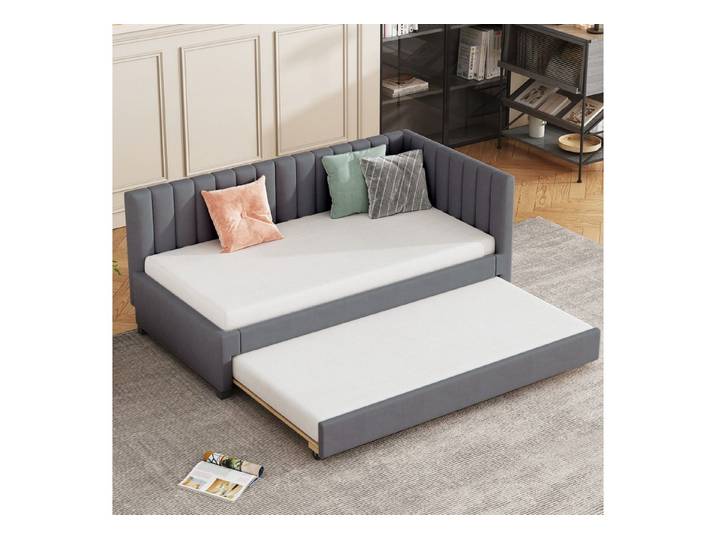 STILVORA Schlafsofa 90×200 Schlafsofa mit Matratze,Jugendbett mit Ausziehbett&Lattenrost, Ausziehbares Daybett mit Lattenrost, Samtstoff, für Kinder, Jugendliche und Gästezimmer, stabil & komfortabel, mit Matratze