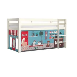 KINDERBETT Karolina 210x114x106 Massivholz Weiß Textilset Pet Shop