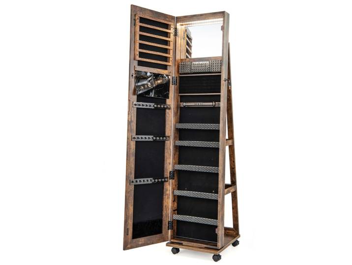 Armoire à bijoux led café
