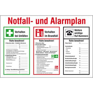 SafetyMarking Hinweisschild Kunststoff, 60 x 40 cm, Aushang, Notfall- und Alarmplan