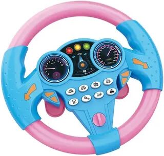USA Free Shipping Shop Interactive Kids Steering Wheel Toy For Stroller & Car Seat With Lights, Sounds And Pretend Driving Fun blue