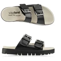 VITAFORM Damen- Pantolette Softnappa 2 Klettverschlüsse Sohle Lara