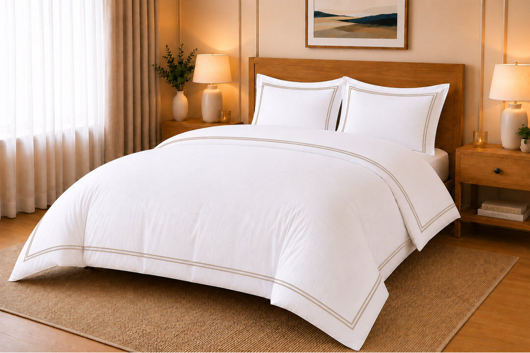 Pamposh Bedding White & Natural Double Bed (200 x 220 cm)