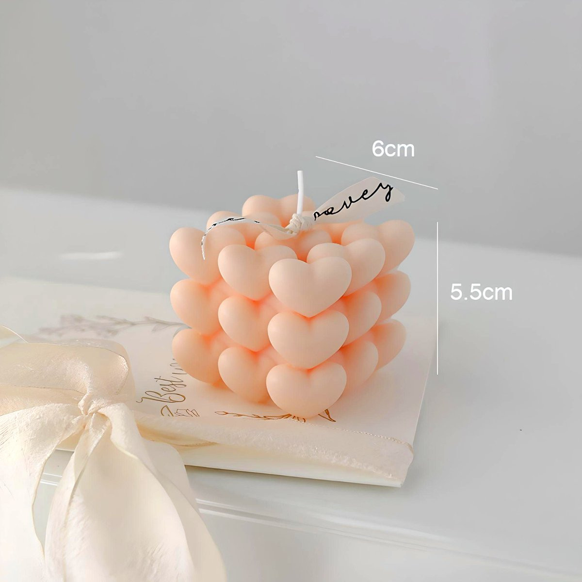 Sham's Art Hart Bubbel Kubus Aromatherapie Kaars - 2 Stuks - Lichtoranje