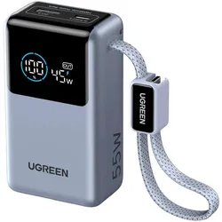 Ugreen Mini Powerbank mit Display (10000 mAh, 55 W, 37 Wh), Powerbank, Silber