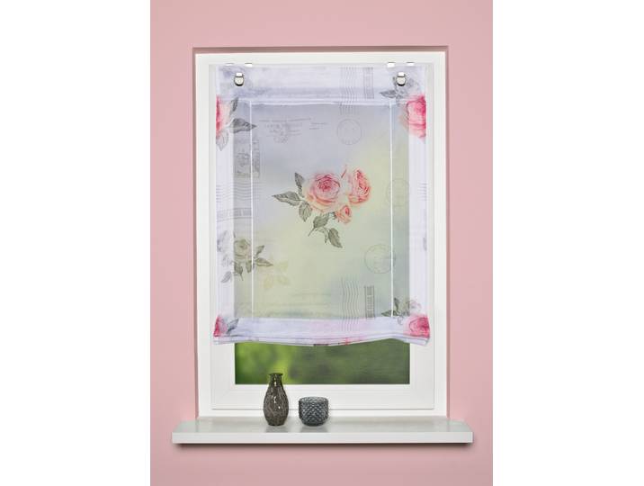 Raffrollo HOME WOHNIDEEN AMORE , rose, B:45cm H:130cm, Obermaterial: 100% Polyester, Raffrollos, Raffrollo, bedruckt