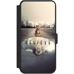 Nivocase Klapphülle für Samsung Galaxy S25+ Handyhülle aus Kunst Leder NIVOflip schwarz Motivation Tiere (Samsung Galaxy S25+), Smartphone Hülle, Schwarz