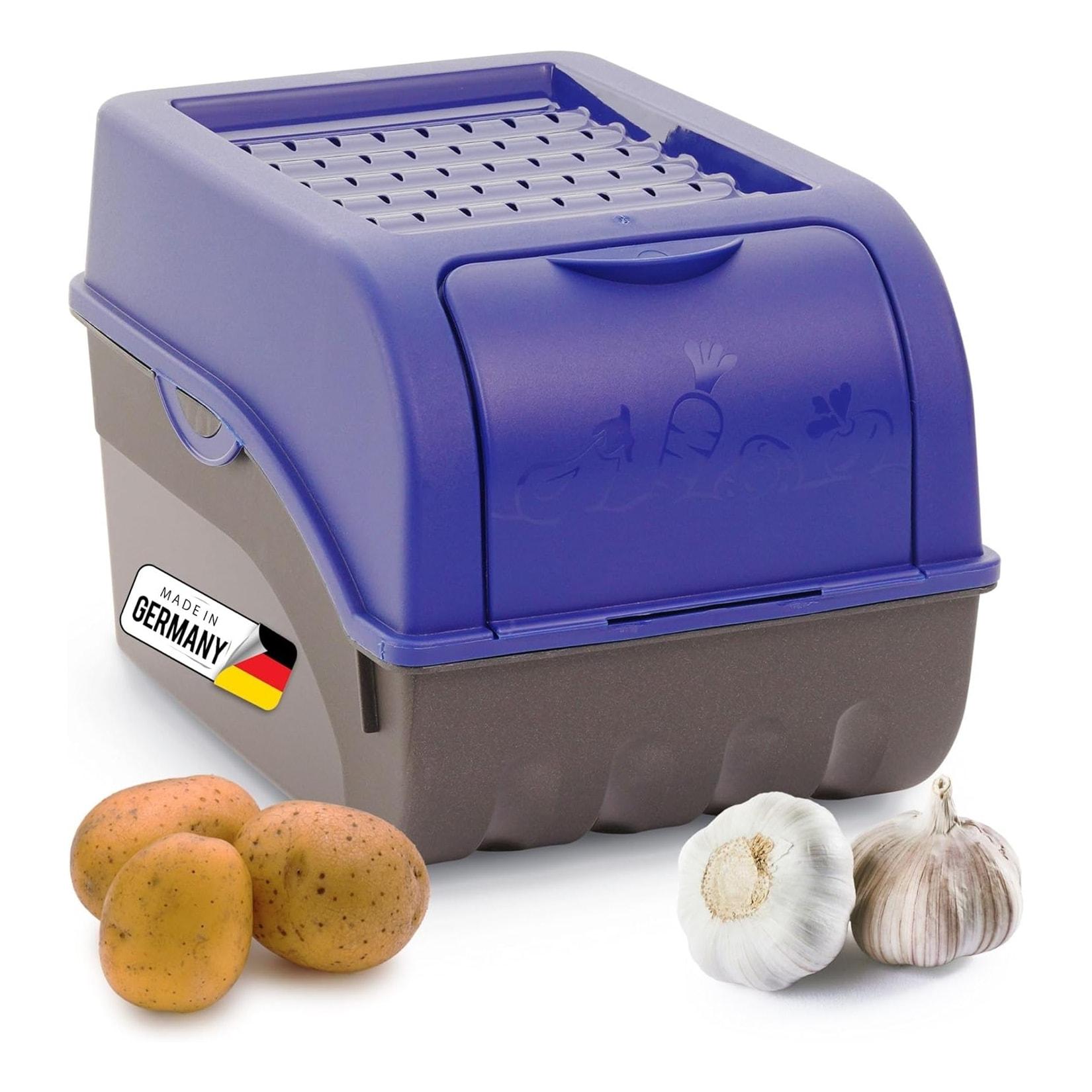 Kartoffel Aufbewahrungsbox mittel 5L Marine BLAU Kartoffelbox Gemüsebox stapelbar Zwiebelbox Kartoffelkorb Obstbehälter Kartoffelkiste Zwiebel Aufbewahrung Frischhaltedose Möhren