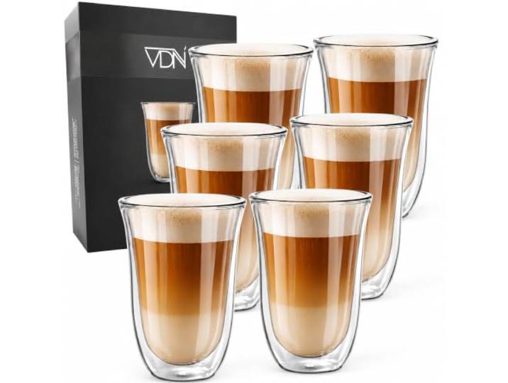 VDN Dubbelwandige Koffieglazen Theeglazen - 300 ML mokken - Set Van 6 Handgeblazen Cappuccino Latte Macchiato Glazen Dubbelwandig