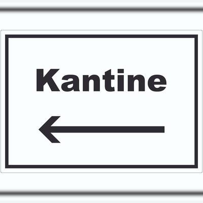 HB-Druck Kantine Aufkleber mit Text und Richtungspfeil links essen und trinken waagerecht A3 (297x420mm)
