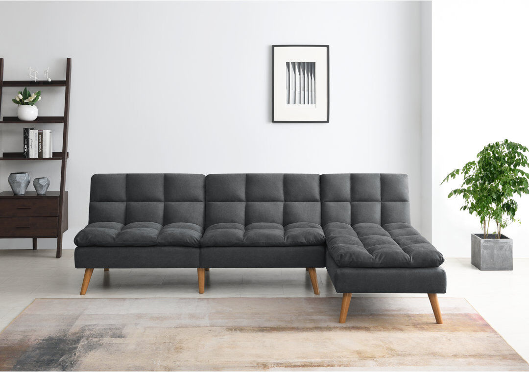 Hykkon Ted Cloud Sleeper Corner Sofa Slate Grey 82cm H X 252cm W X 161cm D