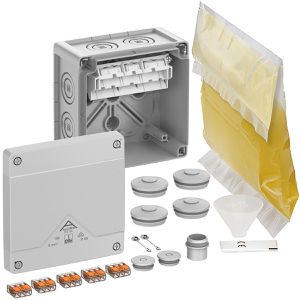 Spelsberg Abzweigdose Abox Pro XT SL-6², wasserdicht IP68, 152 x 152 mm, Kunststoff, mit Kabelklemmen & Gießharz, Aufputz