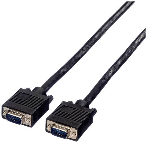 Value VGA Anschlusskabel VGA 15pol. Stecker 2.00m Schwarz 11.99.5252 doppelt geschirmt, schraubbar VGA-Kabel