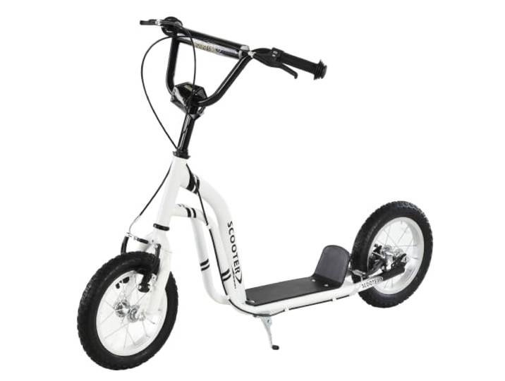 HOMCOM Kinderroller Höhenverstellbar mit 12 Zoll Luftreifen Weiß