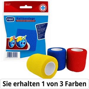 Figo Fixierbinden Haftbandage, farbig sortiert, selbsthaftend ohne Klebstoff, 4m x 5cm