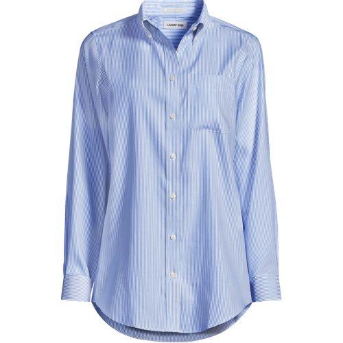 Bügelleichtes Langarmhemd im Boyfriend-Look für Damen, Damen, size: regular, Blau, Baumwolle, by Lands' End