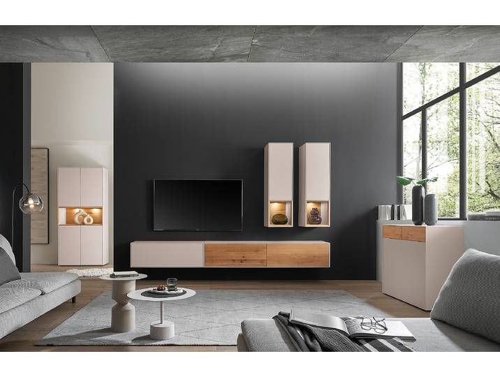 Vitrine suspendue 35 x 120 x 39cm Beige/Marron