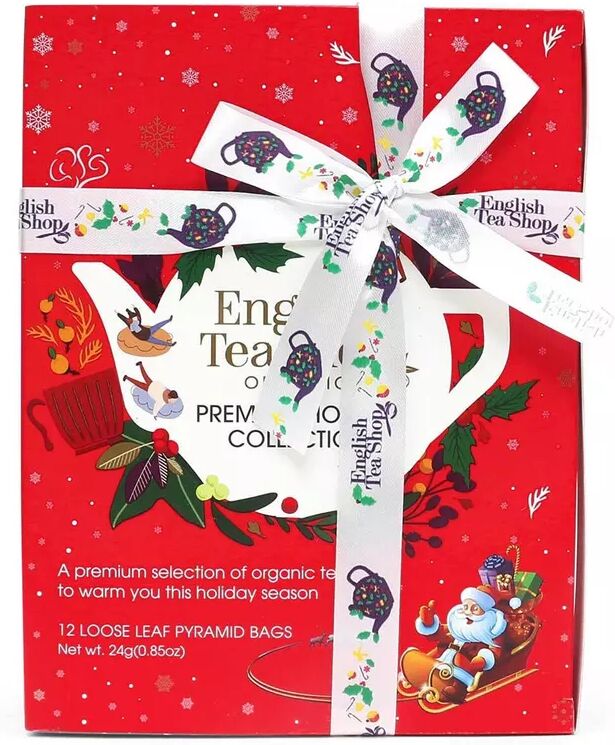 English Tea Shop - Holiday Collection rot mit Schleife, 12 Tee-Pyramidenbeutel Box Red, Set