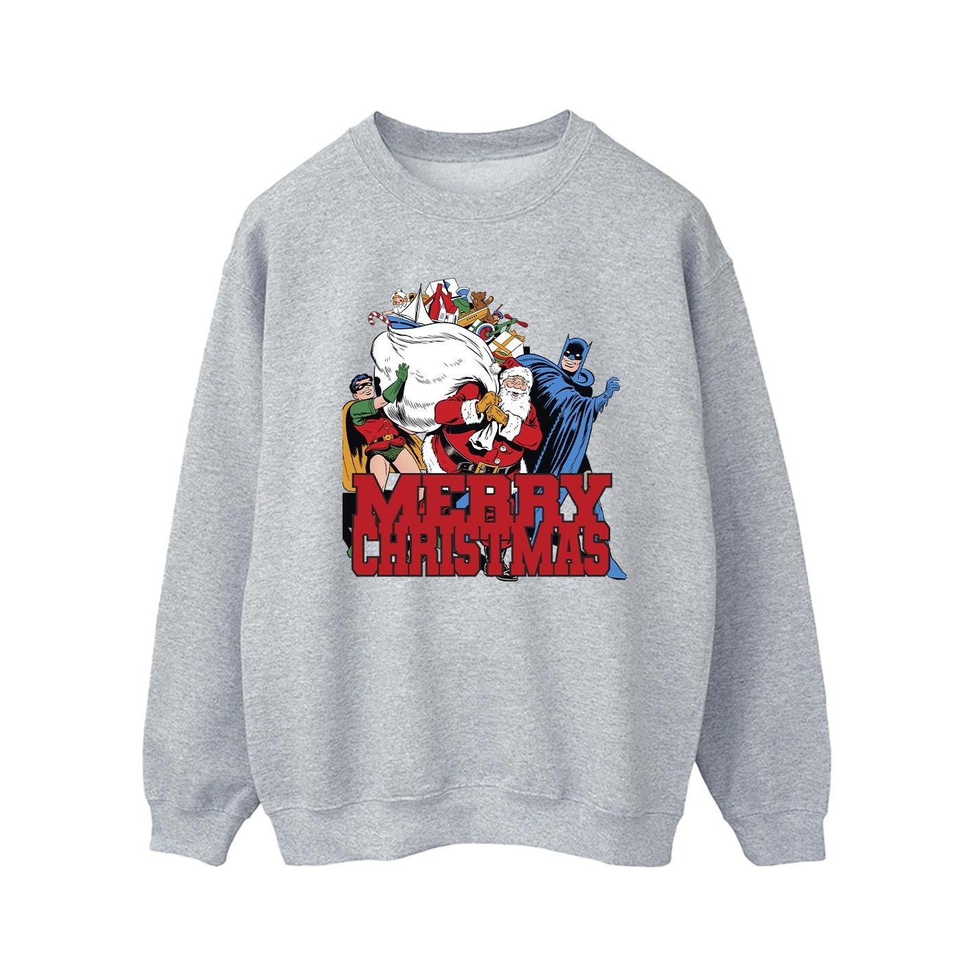 DC Comics Heren Batman Vrolijk Kerstfeest Comic Sweatshirt (Sportgrijs)