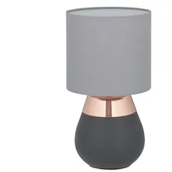 Relaxdays Nachttischlampe Touch oval Anthrazit,Grau,Kupfer