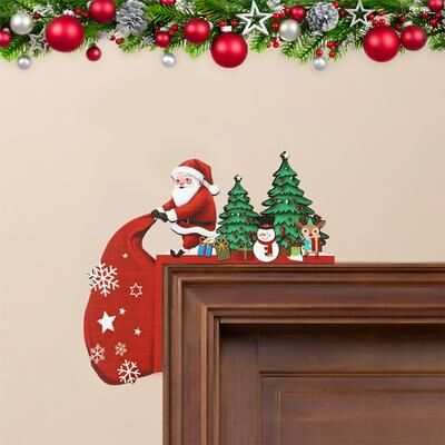 Rare Purchases Christmas Door Frame Decoration Merry Christmas Decoration For Home 2025 Pendant Xmas Wood Ornaments Navidad Natal Gift style 6