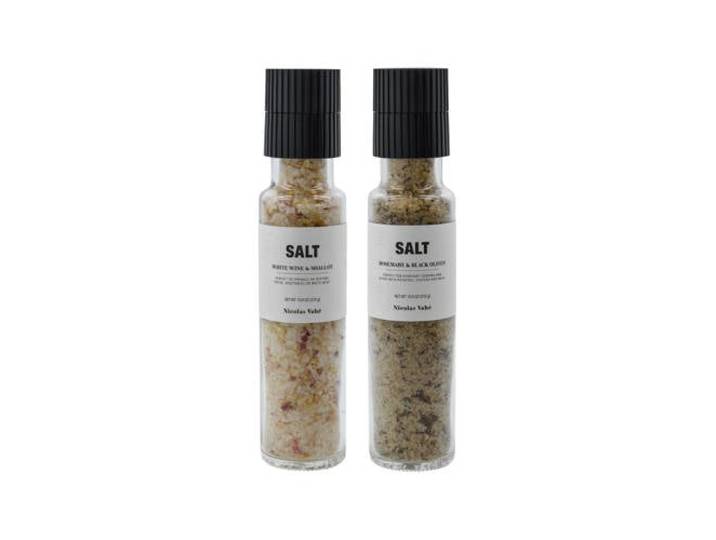 Nicolas Vahé geschenkset - zout, witte wijn & sjalotten + zout, rozemarijn & olijven
