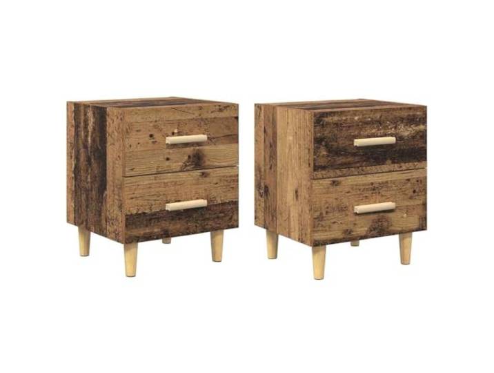 GHVBNMF 2er Set Nachttisch Altholz Optik 40x35x47,5cm Holzwerkstoff Kompakte Beistelltische im 2er Set fürs Schlafzimmer mit 2 Schubladen für geordneten Stauraum und hohe Standfestigkeit.