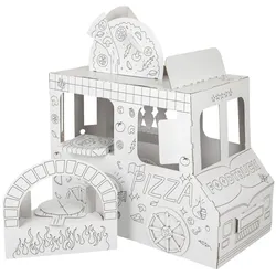 Tektorado Kartonspielzeug– Foodtruck – Weiss, 3-lagig, bemalbar Kreatives Kinder-Bastelset