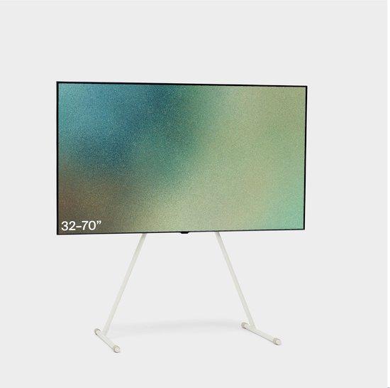 TV-Ständer für Bildschirme von 32 bis 70 Zoll | Hochwertiger TV-Ständer im modernen Design | Robuste Stahl-TV-Füße | Elegantes TV-Gestell mit schrägen Füßen und abgerundeten Bodenteilen (beige)