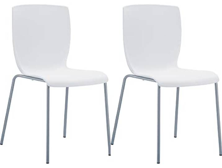 CLP 2er Set Gartenstühle Mio Kunststoff I Stapelbare Bistrostühle Mit Aluminiumgestell Farbe weiß