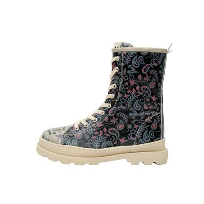 Stiefelette DOGO "Gisele Schnürstiefel Boots You Decide Damen Stiefeletten, Gisele", Damen, Gr. 41, Normalschaft, blau (blau, grau), Lederimitat, Schuhe Stiefelette, Handgefertigt