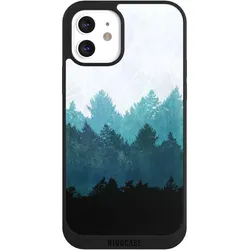Nivocase Handyhülle für Apple iPhone 12 Hülle NIVOpure Case Schwarz Abstrakt Baum Wald (Apple iPhone 12), Smartphone Hülle, Schwarz