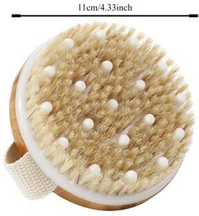 Uplifted Finds Natural Bristle Body Exfoliating Brush Wet And Dry Skin Scrub Bath Tool round Soft Nail