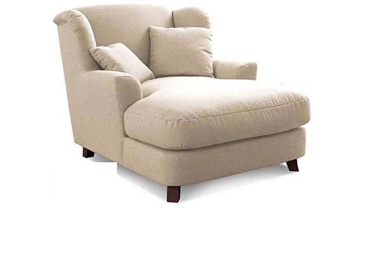 Cavadore XXL-Sessel Assado / Großer Polstersessel mit Holzfüßen und großer Sitzfläche / Inkl. 2 Zierkissen / 109 x 104 x 145 / Flachgewebe Beige